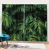 Green Monstera Leaf Print Pencil Pleat Curtains