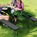 Green Monstera Leaf Print Picnic Table Cover