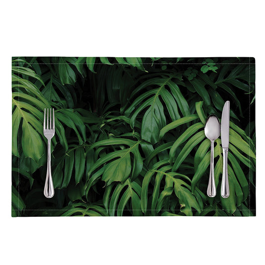 Green Monstera Leaf Print Placemat