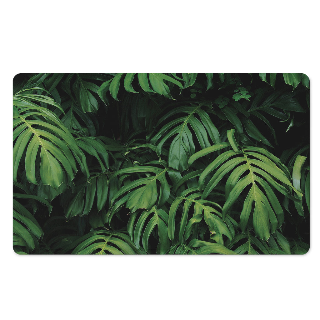 Green Monstera Leaf Print Polyester Doormat