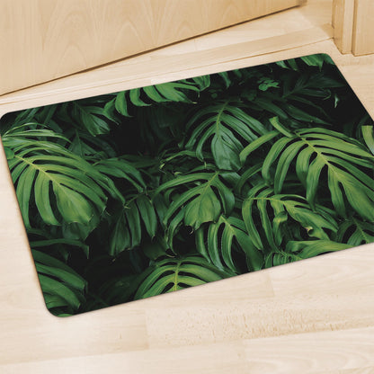 Green Monstera Leaf Print Polyester Doormat