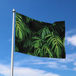 Green Monstera Leaf Print Polyester Flag
