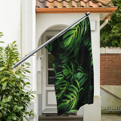 Green Monstera Leaf Print Polyester Flag