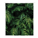 Green Monstera Leaf Print Polyester Shower Curtain