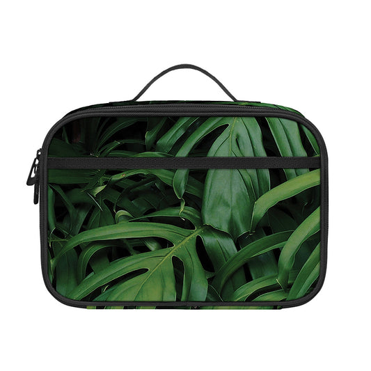 Green Monstera Leaf Print Portable Lunch Bag