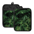 Green Monstera Leaf Print Pot Holders With Pocket