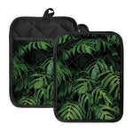 Green Monstera Leaf Print Pot Holders With Pocket