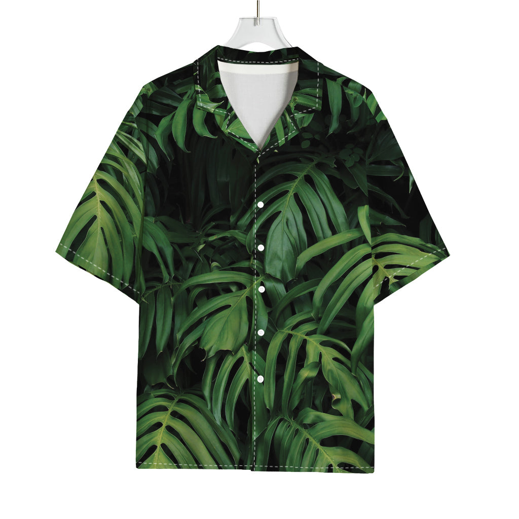 Green Monstera Leaf Print Rayon Hawaiian Shirt