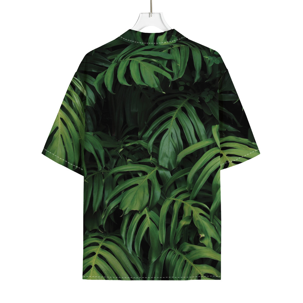 Green Monstera Leaf Print Rayon Hawaiian Shirt