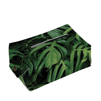Green Monstera Leaf Print Rectangle Tissue Box Cover
