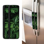 Green Monstera Leaf Print Refrigerator Handle Covers