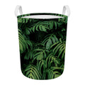 Green Monstera Leaf Print Round Laundry Basket