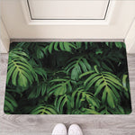 Green Monstera Leaf Print Rubber Doormat