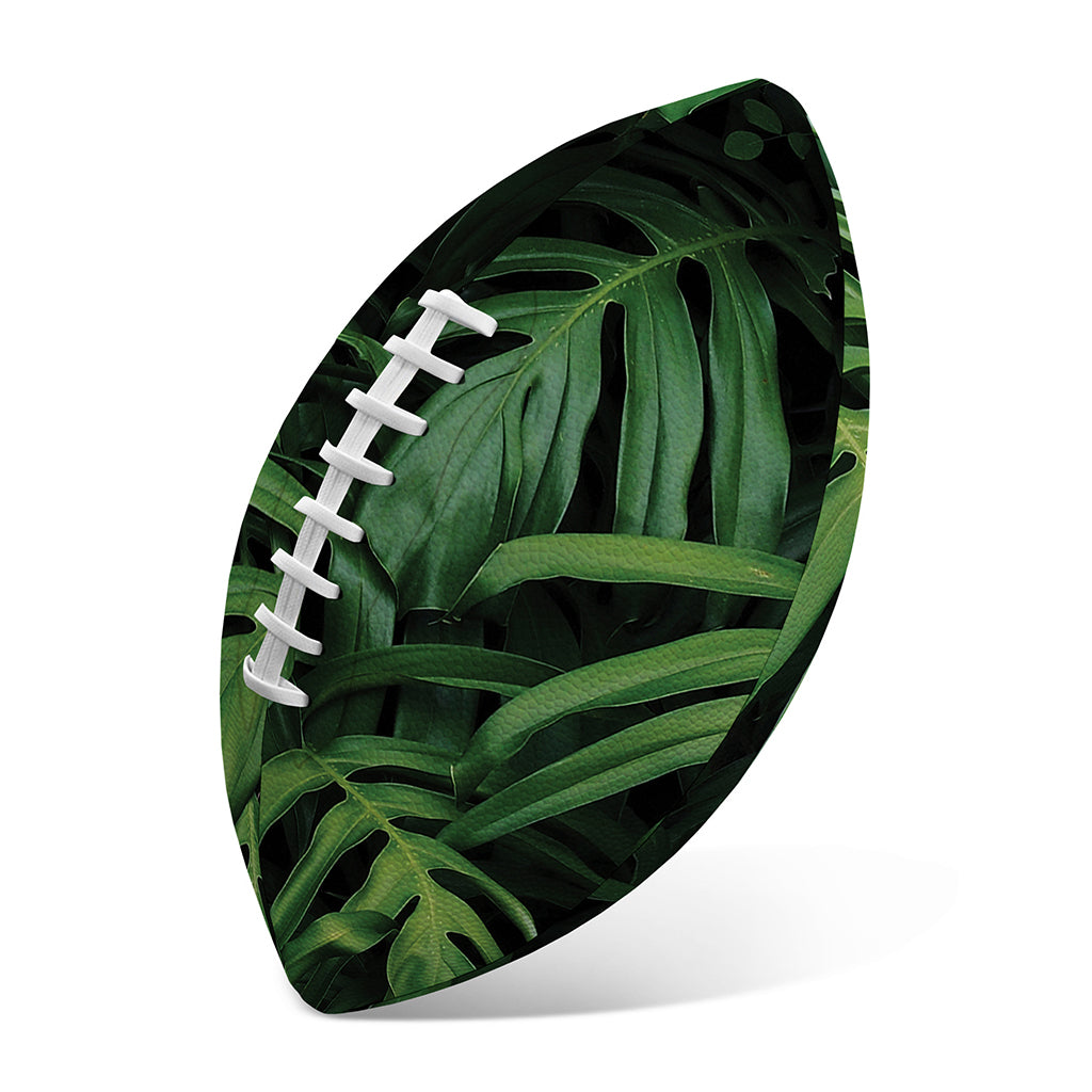 Green Monstera Leaf Print Rugby Ball