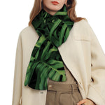 Green Monstera Leaf Print Scarf