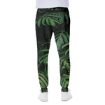 Green Monstera Leaf Print Scuba Joggers