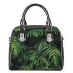 Green Monstera Leaf Print Shoulder Handbag
