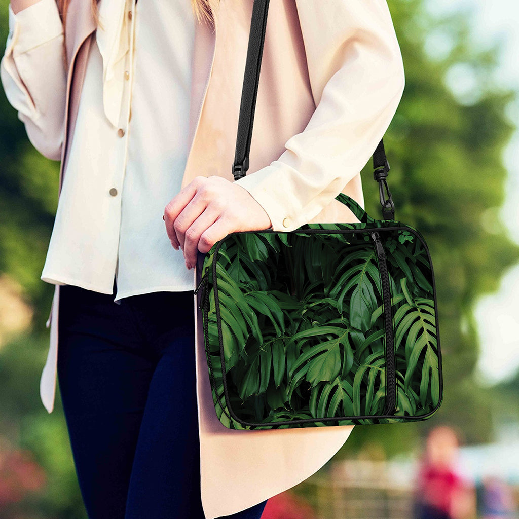 Green Monstera Leaf Print Shoulder Strap Bible Bag
