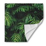Green Monstera Leaf Print Silk Bandana