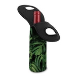 Green Monstera Leaf Print Single Neoprene Wine Tote