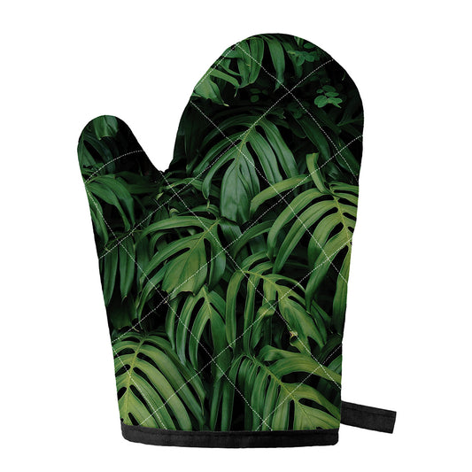 Green Monstera Leaf Print Single Oven Mitt
