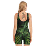 Green Monstera Leaf Print Sleeveless One Piece Swimsuit