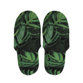 Green Monstera Leaf Print Slippers