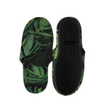 Green Monstera Leaf Print Slippers