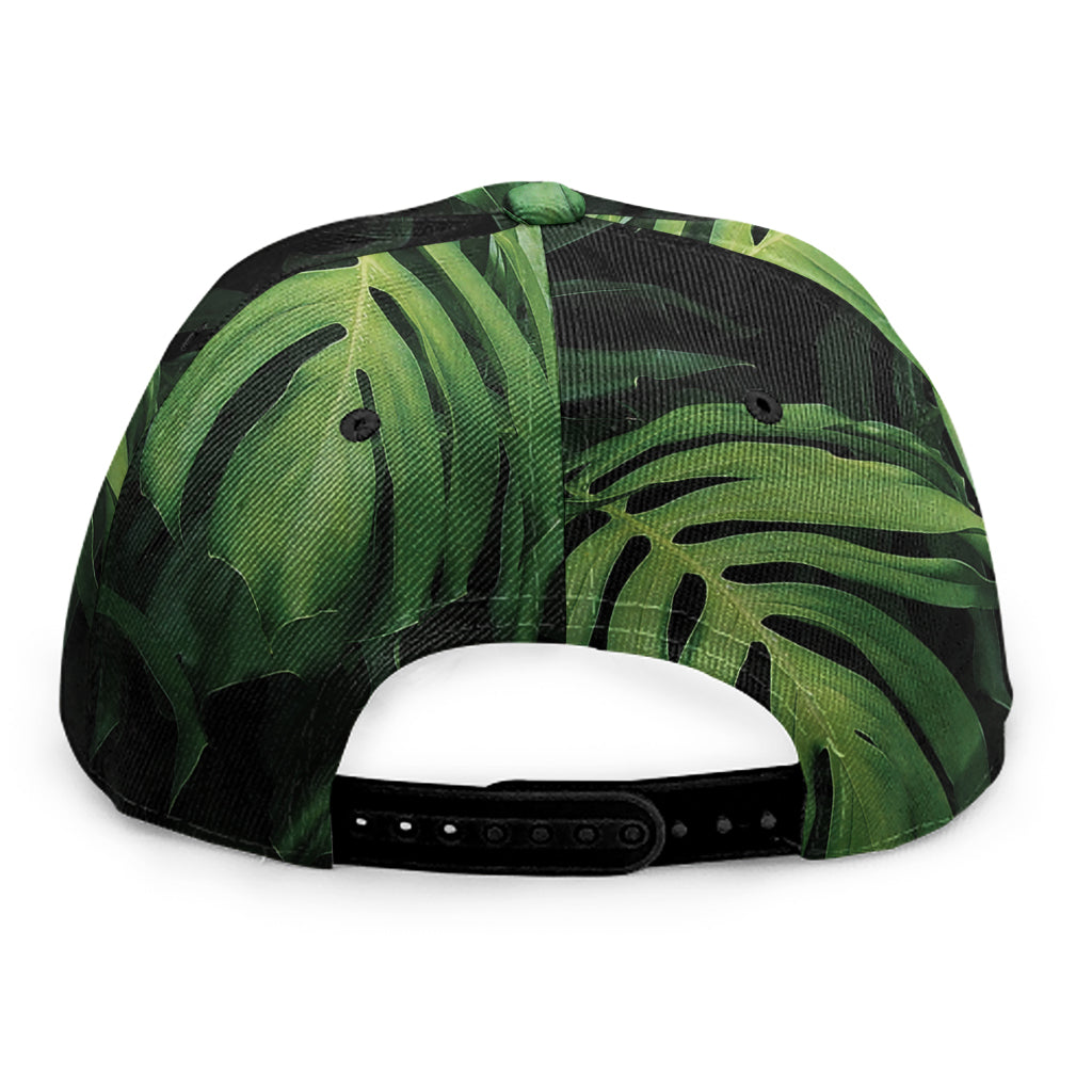 Green Monstera Leaf Print Snapback Cap