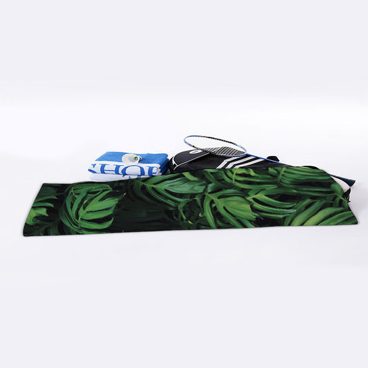 Green Monstera Leaf Print Sports Towel
