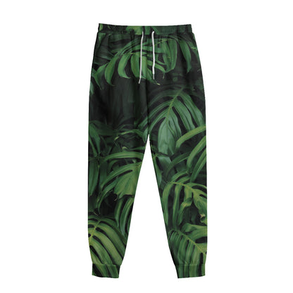 Green Monstera Leaf Print Sweatpants