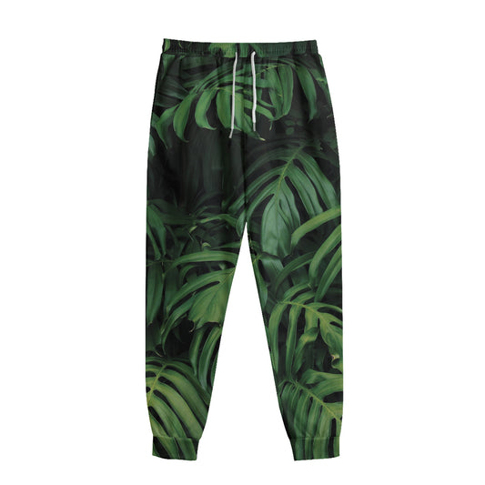 Green Monstera Leaf Print Sweatpants