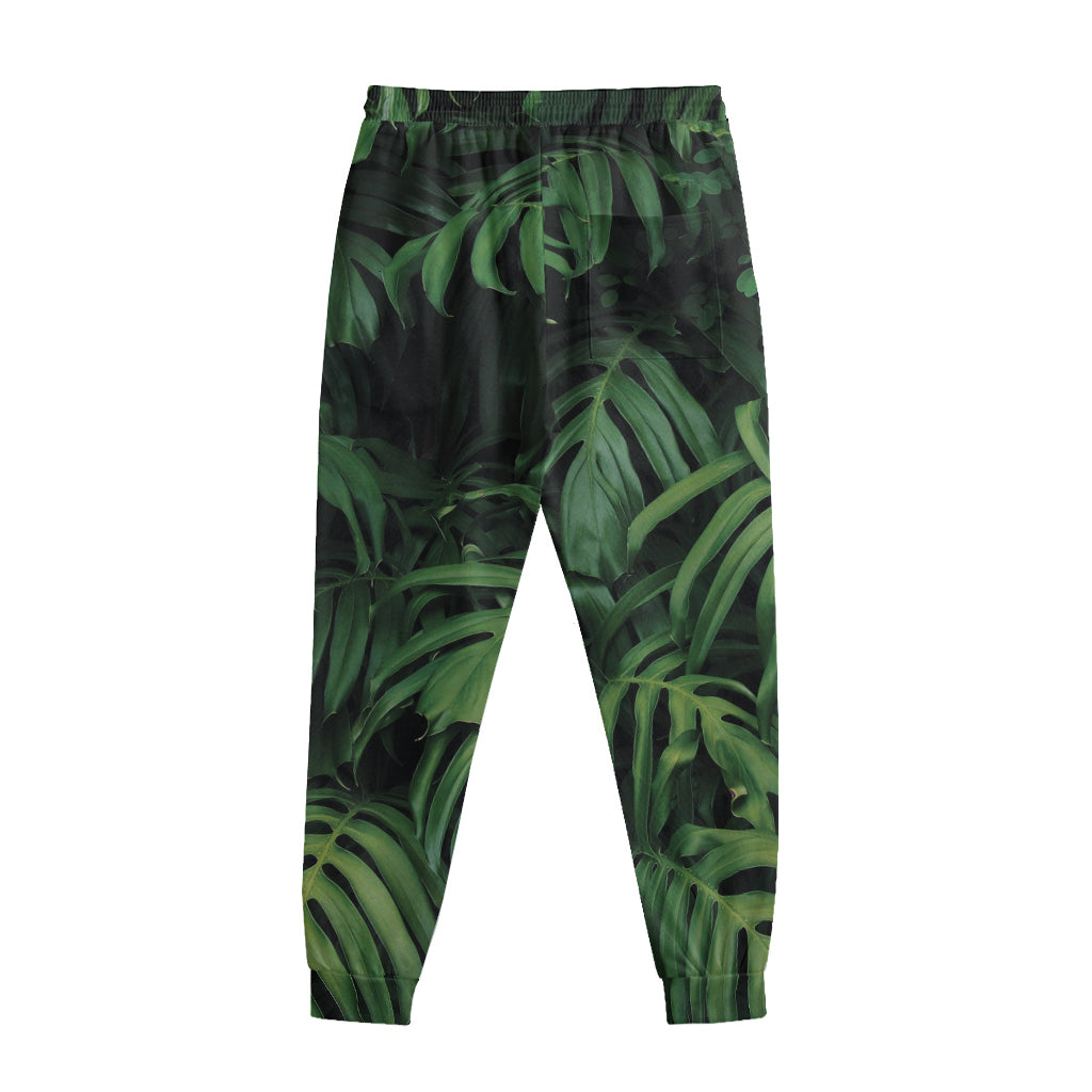 Green Monstera Leaf Print Sweatpants