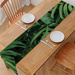 Green Monstera Leaf Print Table Runner