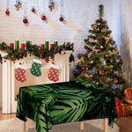 Green Monstera Leaf Print Tablecloth