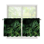 Green Monstera Leaf Print Tier Curtains