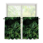 Green Monstera Leaf Print Tier Curtains