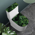 Green Monstera Leaf Print Toilet Lid And Tank Cover Set