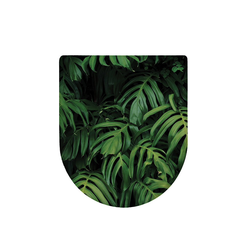 Green Monstera Leaf Print Toilet Lid Cover