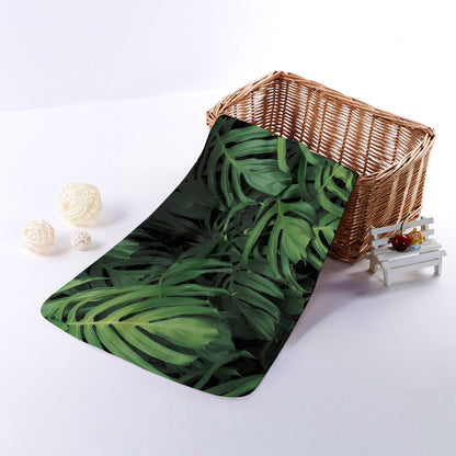 Green Monstera Leaf Print Towel