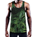 Green Monstera Leaf Print Men's Workout Tank Top