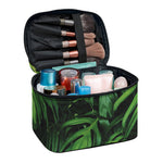 Green Monstera Leaf Print Travel Makeup Bag
