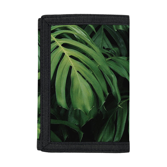 Green Monstera Leaf Print Trifold Wallet