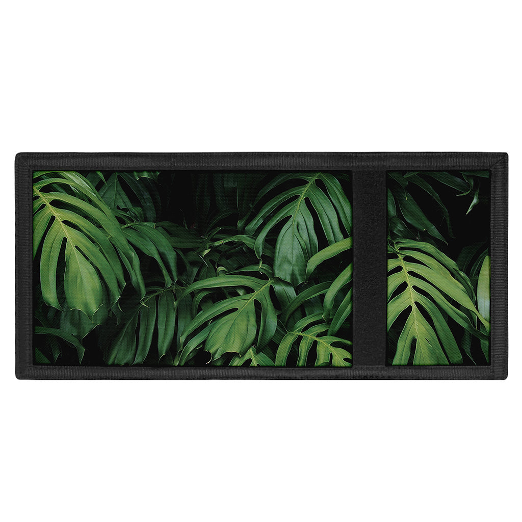 Green Monstera Leaf Print Trifold Wallet