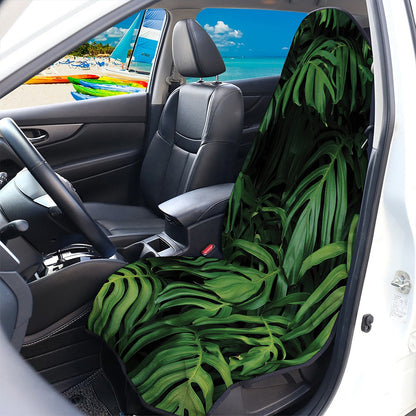 Green Monstera Leaf Print Waterproof Car Seat Cover