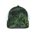 Green Monstera Leaf Print White Mesh Trucker Cap