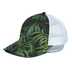 Green Monstera Leaf Print White Mesh Trucker Cap