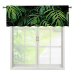 Green Monstera Leaf Print Window Valance