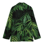 Green Monstera Leaf Print Women's Blazer