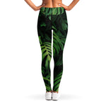 Green Monstera Leaf Print Women's Leggings